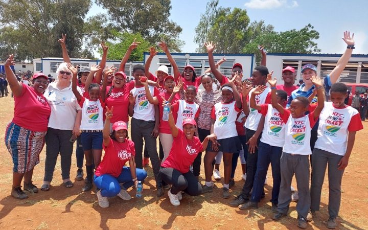 Winning Smiles all round Kutumelo Molefe learners, KFC staff, Pta Sunrise RC - President Doreen Gough in white tee shirt.